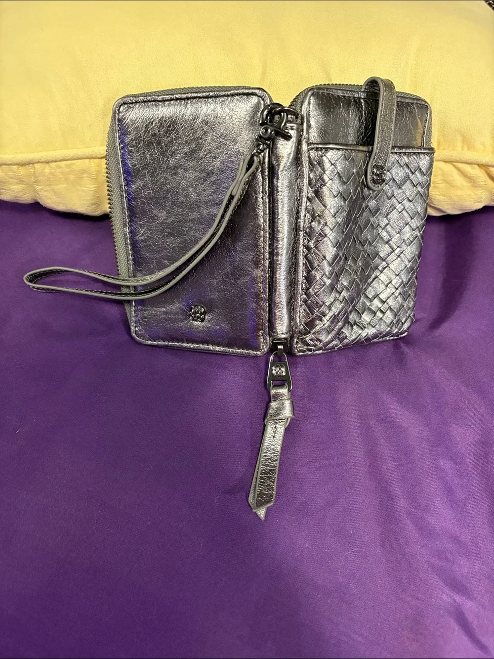 Elliot Luca Mini Woven Metallic Mini Wristlet Wallet